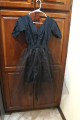 Vintage Short Black Taffeta Party Dress with Tulle Skirt
