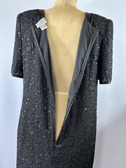 Beaded Drama Special Occasion Dress Black Beads Iridescent Sequins Formal 16WP
