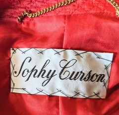 Vintage 80s Sophy Curson France Red Structured Blazer Jacket Size 10 Gold Button