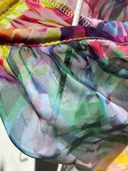 Vintage Kay Celine Top Sz S Colorful Abstract Floral Tunic Sheer Bell Artsy Boho