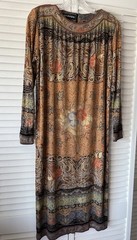 Vintage 70’s LEONARD Paris Silk Jersey Boho Floral Paisley Metallic Dress M-L