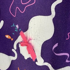 Vtg Women’s Large Cat Lady Collared Tshirt Colorful Boho Grunge Purple Kittens