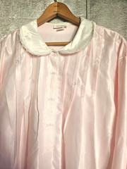 vintage Barbizon Night Gown Woman XL Pink Long sleeves lace