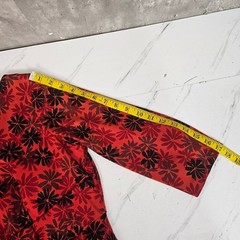 Vintage 60s Red Black Floral Wiggle Draped Back Dress Bow Waist Cocktail Party
