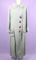 Vtg Women’s 20s Long Light Blue Over-Dyed? Duster / Jacket Sz S/M 1920s