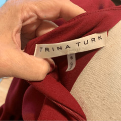 Trina Turk Maroon Mini-Dress, Bell Sleeves, New with Flaw, Sz 6, Valentine’s Day