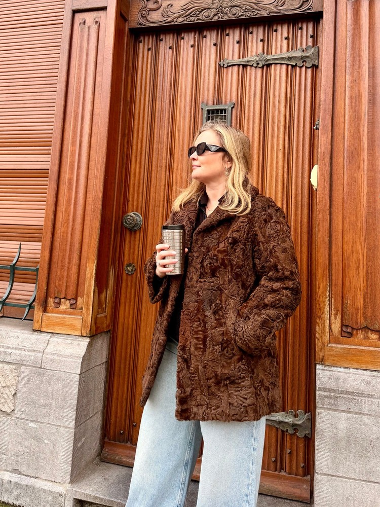 Vintage Brown Lamb Fur Jacket – Karakul Fur Coat