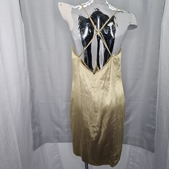 Vintage Jaon Raines Women Chest Size 34 Inches Satin Gold Sleeveless Dress