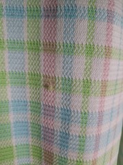 Vintage 70s Women’s Plaid Green Blue Pink White Polyester Leisure Suit
