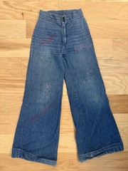 Vtg 1970s Hey! Britches Embroidered Ballets High School Jeans Wide Leg Denim XS