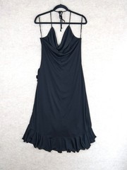 Vintage 90s La Belle Cowl Neck Halter Dress Sz XL Ruffle Romantic Party
