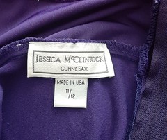 VTG Gunne Sax Jessica McClintock Purple Satin/Velvet Sheath Dress Sz 11/12