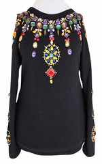 1980s CEDARS Lambswool Angora Jeweled Beaded Sweater Size Large