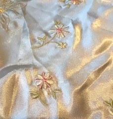 Vintage L.A. Intimates Embroidered Satin Robe & Nightgown Set Medium