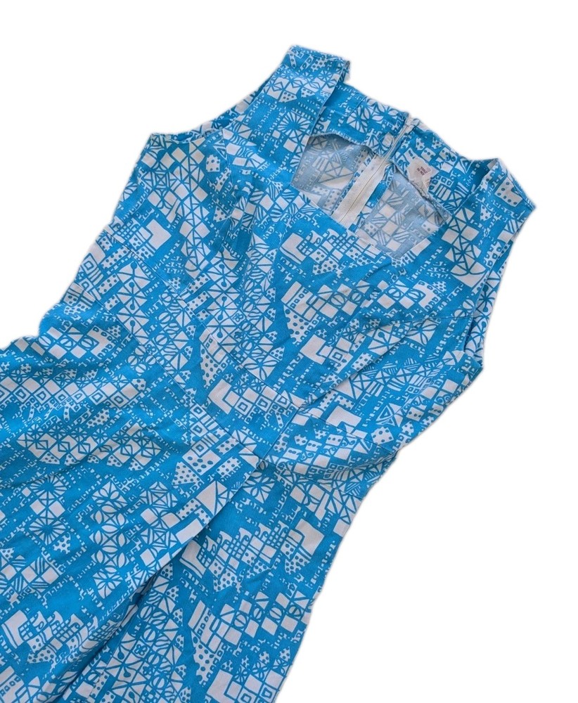Vintage 70s Style Mod Dress, Geometric Abstract Print, tailored in Norway