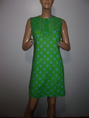 FABULOUS Vtg 60s MOD Space Age POP ART Twiggy Style Polka Dot Linen Mini Dress M