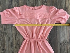 Vtg Doo-Dads Secretary Dress 7/8 Peach Semi-Sheer Elastic Waist w/Belt Cottage