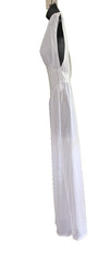 Vtg White Nylon Stretch Lace Nightgown Long Plunge Bridal Goddess Lady Ronte M
