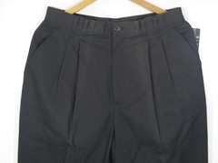 NWT VTG Chic Pants Womens Sz 18 Khaki Pleated High Rise Cuffed Chino Black USA