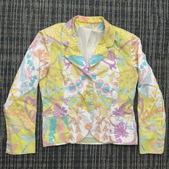 Vintage Averardo Bessi Italy 2pc Cotton Set Blazer/ Top Psychedelic Floral Sz 12