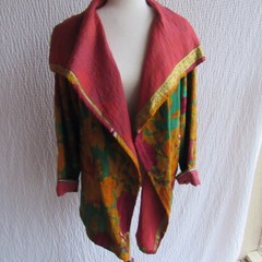 Vintage Nordstrom Womens Colorful Cotton Ric-Rac Gold Reversible Jacket L
