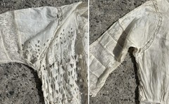 VTG Wounded 1900s Ivory Embroidered Cotton Lace Edwardian Tea Dress Size Small