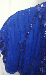 VTG Swee Lo Silk Bead Sequin Blue 100% Silk Cocktail Evening Dress Medium 80s