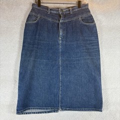 VTG 1980s GITANO 100% Cotton Denim Jean Midi Skirt Back Slit Women’s Size 12
