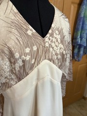 Vtg 70s Maxi Hostess Dress. Caftan Sheer Floral Empire Waist. Boho Prairie