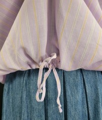 Vtg Miss Fashionality Purple/Orange/Green Striped Top w White Collar Size 17/18