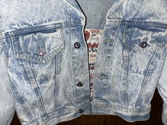 Vintage LA Gear Denim Jean Jacket Size Small Cropped Beaded Sparkle