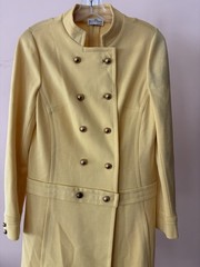 Vtg. 60’s Butte Knit Butter Yellow Wool Double Knit Coat Dress M/L Gold Buttons