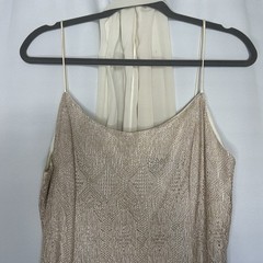 Filigree LTD Collection Size 18 Gold Cocktail Dress Chiffon Scarf Zip Back VTG