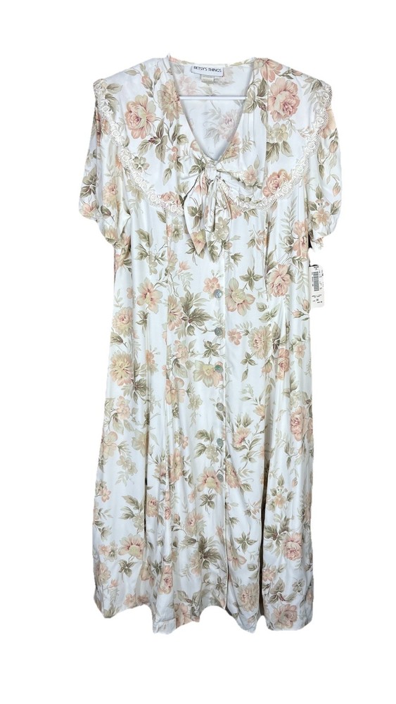 Vintage Betsy’s Things (Size 16) Maxi Dress Floral 80s Cottage Core Retro NEW