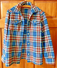 VTG 1960s Handmade WOOL Plaid Shacket Button Up Flannel Expert Seamstress XS-S