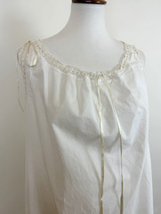 J Peterman Sz L White Cotton Petticoat Nightgown Midi Cottagecore Prairie Ribbon