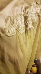 Vintage Gossard Artemis Lime Green Nightgown Button Neck Puff Sleeves Medium 60s
