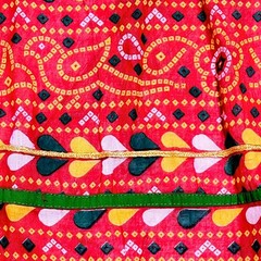 Vintage Red Bandhani Print Wrap Skirt Women’s Ethnic Folk Art Pattern Festival
