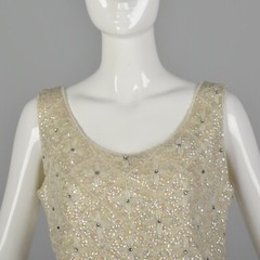 Medium 1960s Iridescent Sequin Blouse Vintage Sleeveless VTG 60s Wedding Top
