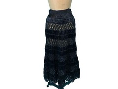 Vintage 1950s Straw Skirt Black Raffia Hawaiian Pin Up Hula Girl W 26″