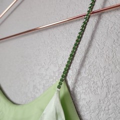 JESSICA MCCLINTOCK 90s Y2K Satin Slip Dress Mint Green Rhinestone McBling 5/6