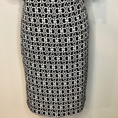 Vintage hot papaya women’s black white geometric print dress minimalist medium L