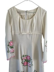 Vintage 60’s Tesoro’s Embroidered Floral Maxi Dress MCM Boho Hippie Wedding