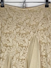 Casadei 90’s Lace Mesh Midi Skirt Sz L Beige Cream Asymmetrical Fairy Boho Retro