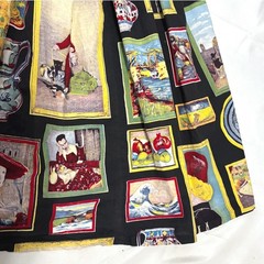 Stunning archive vintage 1950s “Visit to the Art Museum” Maidstone Fabrics skirt