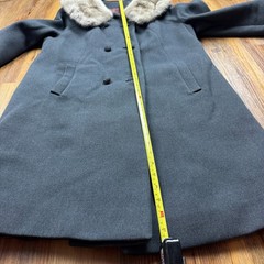 Vintage 50s 60s Womens Stevens Forstmann Gray Fur Collar Wool Coat NO SIZE TAG