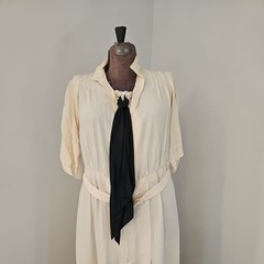 1920s John Wanamaker Deco Flapper Dress with Jacket Sash & Belt Cut Out Shoulder