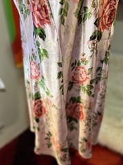 Vtg Adonna Glossy Shiny Satin Slip Dress Pink Floral Roses Nightgown Plus 1X