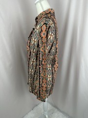VTG Styled By Sybil Blouse Multicolor Metallic Gold Psychedelic Print 15/16