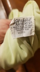 Vintage Gossard Artemis Lime Green Nightgown Button Neck Puff Sleeves Medium 60s